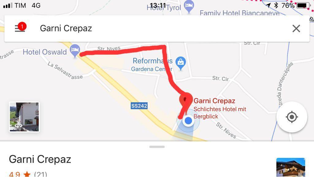 Garni Crepaz Bed and Breakfast Σέλβα ντι Βαλ Γκαρντένα Εξωτερικό φωτογραφία